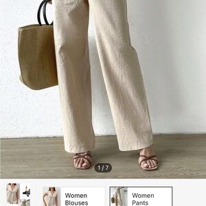 SHEIN Cream Wide Leg Women's Pants